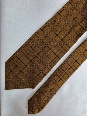 Versace Brown Geometric Grid Tie